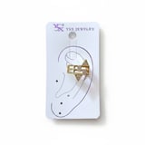 Earcuff Sıkıştırmalı Çelik Kıkırdak Küpe Geometrik Zirkon Taşlı  Altın Renk         