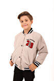 28 Nakışlı Erkek Çocuk Bomber Ceket Bej