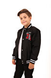 28 Nakışlı Erkek Çocuk Bomber Ceket Siyah