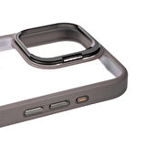 Gpack Apple iPhone 15 Pro Kılıf Cam Kapak Kamera Korumalı Standlı Metal Lensli
