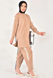 Puane Modal kumaş kol detaylı tesettür ikili takım
