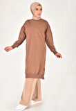 Puane 2 İp Kumaş Uzun Boy Basic Sweatshirt