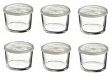 Paşabahçe kapaklı cam saklama kabı 6 lı kahvaltılık 220cc