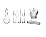 Paşabahçe rakı bardak ve 9 prç. rakı bardağı ve buz kovası seti su şişeli 