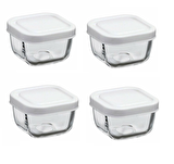 Paşabahçe 53223 snowbox 4 lü cam saklama kabı 275cc beyaz