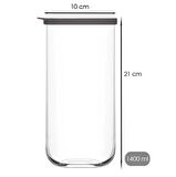 Lav duo saklama kabı 6 lı - cam kavanoz erzak saklama kabı seti takımı gri 1400 ml.