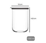 Lav duo saklama kabı 6 lı - cam kavanoz erzak saklama kabı seti takımı gri 1000 ml.