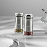 Nehir idil 6 lı cam silindir tuzluk - biberlik baharatlık 120ml.