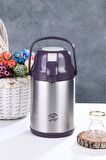 Cooker 2,5 lt. çelik termos pompalı - çay termosu brd