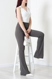 Modi Green Zra Krep İspanyol Paça Çımalı Pantolon Füme - 71681.1837.
