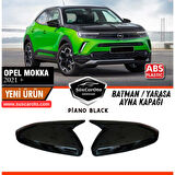 Opel Mokka 2021 Sonrası Uyumlu Batman Yarasa Ayna Kapağı Piano Black ABS Plastik Sağ Sol Takım