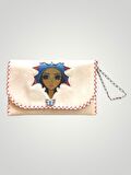 Vegan Deri Portföy/Clutch Tasarım Çanta - Krem Renk - Boyutları 17/26