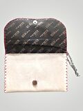 Vegan Deri Portföy/Clutch Tasarım Çanta - Krem Renk - Boyutları 17/26
