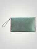 Vegan Deri Portföy/Clutch Resimli Tasarım Çanta - Yeşil Renk - Boyutları 17/26