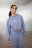 DeFactoFit Oversize Geniş Kalıp Bisiklet Yaka Baskılı Sporcu Sweatshirt C9405AX24AUIN236