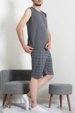 Modi Green Süprem Ekose Şortlu Erkek Pijama Takım Füme - 75261.1048.