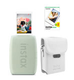 Fujifilm Instax mini Link 3 Yeşil Akıllı Telefon Yazıcısı Beyaz Çanta ve 20'li Mini Film