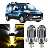 Peugeot Bipper 2008-2022 Uyumlu Mercekli Far Ampulü Led Xenon Çift Renk Sarı-Beyaz Far Şimşek Etkili CSP Led Lamba Uzun Kısa 2 Adet Takım