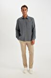 DeFacto Regular Fit Müslin Basic Düz Pamuklu Uzun Kollu Gömlek D2619AX24AUGR439