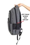 Case Club Laptop Sırt Çantası 15,6'' USB Aparatlı Darbe Emici Koruma Su Geçirmez Kumaş