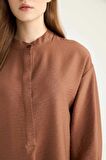 DeFacto Relax Fit Hakim Yaka Basic Düz Uzun Kollu Tesettür Gömlek Tunik E1757AX25SPBN519