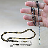 Kararmaz Metal Arnavut Püsküllü Kesme Kesim Siyah-Beyaz Bilek Boy Ateş Kehribar Tesbih