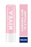 Nivea E Vitamini ve Kuşburnu Yağı Dudak Kremi ve Peelingi 4,8gr,Nemlendirici,Makyaj Bazı