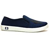 Almira Lacivert Pullu Bağcıksız Anatomik Sneakers Babet