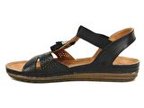 Carlaverde Siyah Püsküllü Anatomik Comfort Sandalet