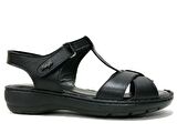 Muya Siyah Cırtlı Deri Anatomik Comfort Sandalet