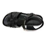 Muya Siyah Cırtlı Deri Anatomik Comfort Sandalet