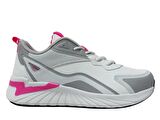 Jump Beyaz Gri Pembe Sneakers Bağcıklı Spor Ayakkabı