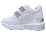 Modalendo Beyaz Gümüş Yüksek Topuklu Cırtlı Sneakers Spor Ayakkabı