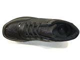 Modalendo Siyah Yüksek Topuklu Bağcıklı Sneakers Spor Ayakkabı