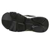 Flet Siyah Beyaz Yüksek Topuklu Bağcıklı Sneakers Spor Ayakkabı
