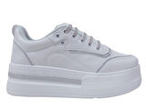 Flet Beyaz Gümüş Yüksek Topuklu Lastik Bağcıklı Sneakers Spor Ayakkabı