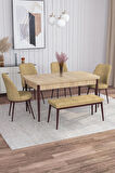 Rovena Leona Meşe 80x132 Açılabilir Mdf Yemek Odası Takımı 4 Adet Sandalye + 1 Bench
