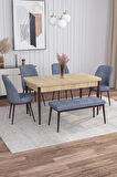 Rovena Leona Meşe 80x132 Açılabilir Mdf Yemek Odası Takımı 4 Adet Sandalye + 1 Bench