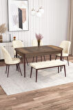 Rovena Leona Barok 80x132 Açılabilir Mdf Yemek Odası Takımı 4 Adet Sandalye + 1 Bench