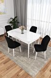 Rovena Zeta Beyaz 80x132 Açılabilir Mdf Yemek Odası Takımı 4 Adet Sandalye