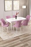 Rovena Zeta Beyaz 80x132 Açılabilir Mdf Yemek Odası Takımı 6 Adet Sandalye