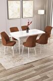 Rovena Zeta Beyaz 80x132 Açılabilir Mdf Yemek Odası Takımı 6 Adet Sandalye