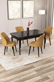 Rovena Zeta Siyah Mermer 80x132 Açılabilir Mdf Yemek Odası Takımı 4 Adet Sandalye