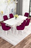 Rovena Mona Beyaz 80x132 Açılabilir Mdf Mutfak Masası Takımı 6 Adet Sandalye