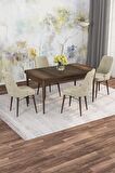 Rovena Mona Barok 80x132 Açılabilir Mdf Mutfak Masası Takımı 4 Adet Sandalye