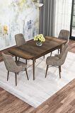 Rovena Mona Barok 80x132 Açılabilir Mdf Mutfak Masası Takımı 4 Adet Sandalye