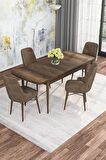 Rovena Mona Barok 80x132 Açılabilir Mdf Mutfak Masası Takımı 4 Adet Sandalye