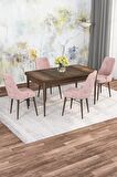 Rovena Mona Barok 80x132 Açılabilir Mdf Mutfak Masası Takımı 4 Adet Sandalye