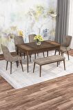 Rovena Mona Barok 80x132 Açılabilir Mdf Mutfak Masası Takımı 4 Adet Sandalye+1 Bench