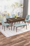 Rovena Mona Barok 80x132 Açılabilir Mdf Mutfak Masası Takımı 4 Adet Sandalye+1 Bench